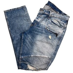Hudson Blinder Skinny Biker Distressed Faded Worn New with Tags 42” Waist